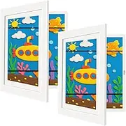 [2-Pack Kids Artwork Frames Changeable - Kids Art Frames Front Opening 8.5 x 11 Holds 150 Pics, Artwork Frames for Kids Art, Kids Art Frame Ideal for Portfolio, Pictures, Drawings (White)