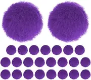 uxcell 25-Pack Faux Fur Pom Poms, 1.2 Inch/ 1.6 cm Soft Fluffy Pompoms Balls Faux Rabbit Fur with Elastic Loop for Hats/Bags/Keychains/Knitting Accessories/DIY Crafts [Deep Purple]