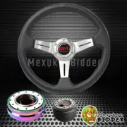 SILVER STEERING WHEEL +NEO CHROME QUICK RELEASE FOR MITSUBISHI ECLIPSE 1989-2005 (for: Mitsubishi)