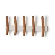 TRINITY Coat Rack w/ 5-Hooks Handmade w/ Solid Knotty Alder Wood White/Walnut