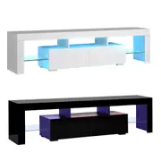 Oikiture Entertainment Unit TV Unit TV Cabinet Stand LED Gloss 180CM Black White
