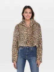 Leopard Print Faux Fur Jacket