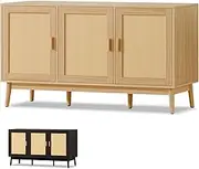 ALFORDSON Buffet Sideboard, Cupboard Cabinet with 3 Shelves and 3 Rattan Doors, Pantry Organiser for Kitchen, Hallway, Living Room, Bedroom and Bathroom, Oak