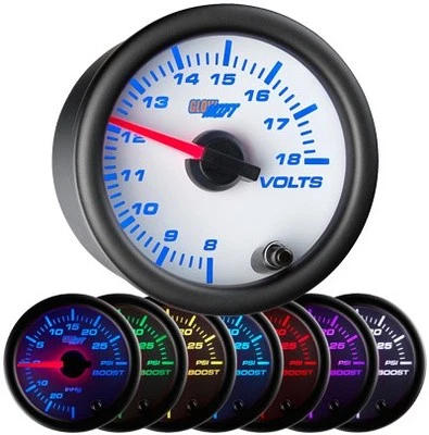 52mm GLOWSHIFT WHITE 7 COLOR ELECTRICAL VOLT METER VOLTAGE GAUGE GS-W705
