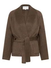 FRIEND OF AUDREY | The Double-faced Wool and Silk Tie Coat in Taupe Mocha | The UNDONE