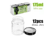 12x Mini Food Grade Glass Jars 175ml Small Spice Jam Storage Air Tight Container