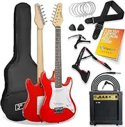 3rd Avenue XF 3/4 Size Electric Guitar Ultimate Kit with 10W Amp, Cable, Stand, Gig Bag, Strap, Spare Strings, Picks, Capo – Red