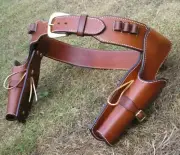 NEW 44/45 CAL HOLSTER GUN BELT DROP LOOP LEATHER WESTERN RIG SASS 40-42 SIZE USA