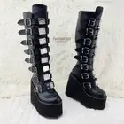 Trinity Swing 815 Black Matte Goth Knee Boot 5.5" Platform DEMONIANY