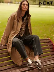 Camel Waxy Look Rain Jacket (E39959) | $225
