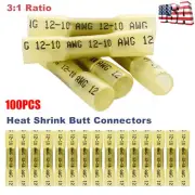 100x Heat Shrink Butt Splice Wire Connector Insulated Waterproof Crimp Terminals