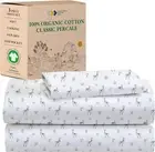 Printed Twin Extra Long Sheet Set, 100% Organic Cotton Percale Sheets, Deep Pock