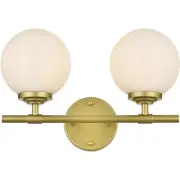 Living District LD7301W15BRA Ansley 2 Light 15 inch Brass Bath Sconce Wall Light