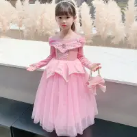 在飛比找蝦皮購物優惠-【Cherry】2022童裝女童連衣裙冰雪奇緣愛洛公主裙睡美
