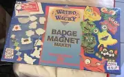 vintage golden 1992 wierd wacky badge & magnet maker brand new sealed
