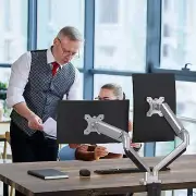 Dual Monitor Stand - Height Adjustable Gas Spring Monitor Desk Mount Swivel VESA
