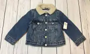 Baby Gap Girls 18-24 Months Disney Minnie Mouse Fleece Sherpa Denim Jacket. Nwt