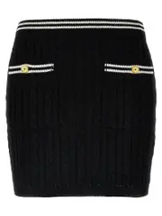 [Alessandra Rich] Alessandra Rich-Braided Skirt Gonne Bianco/Nero-Donna 40IT
