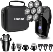 Head Shaver for Bald Men KENSEN Electric Shavers Men 5 in 1, Cordless LED Round Head Shavers for Men, 7D Electric Shaver Waterproof Wet Dry Rotary Shaver