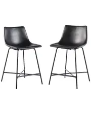 Walker Edison Set of 2 Modern Upholstered Counter Stools With Metal X Base