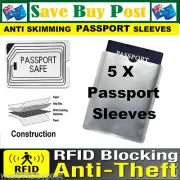 5 x RFID Secure Sleeve Passport Wallet Blocking Anti Scan Skimming ID Protector