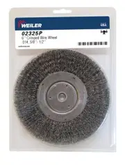 Weiler 02325 6" Wolverine Medium Face Bench Grinder Wheel, .014" Crimped Stee...