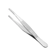 Tweezers, 125mm Length, Stainless Steel Straight Blunt Serrated Tip Tweezer