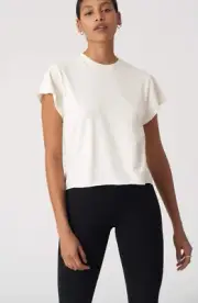 Sincerely Jules for Bandier the Aster Crew Neck T-Shirt in Cream SZ XL