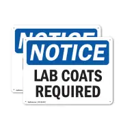 (2 Pack) Lab Coats Required OSHA Notice Sign Decal Metal Plastic