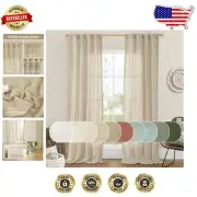 Elegant Light Filtering Faux Linen Curtains - 84" Long, 2 Panels for Chic Spaces