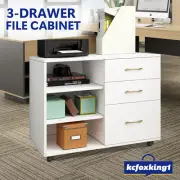 File Cabinet Office Filing Storage 3 Drawers Document Organiser Open Shelves