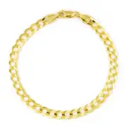 10K Yellow Gold Solid 6mm Concave Curb Cuban Chain Italian Link Mens Bracelet 9"