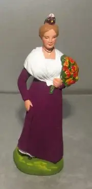 NEW Arlesienne with violet Dress, Santon Marcel Carbonel Number 3 from France