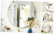 Gold Round Bathroom Mirror, 24 inch Circle Wall Mirror with Simple Metal