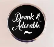 Drunk and Adorable Pill Box Case Pillbox Holder Trinket Funny Gifts Bachelorette