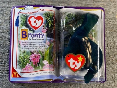 McDonalds: TY BRONTY The Brontosaurus Dinosaur Beanie Baby Plush 2000 new sealed