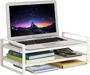TOMVAES 2 Tier Computer Monitor Riser, Monitor Stand Desktop Organizer, Laptop/Printer Stand Riser, Desk Shelf for Home Office 50 x 20 x15 CM White
