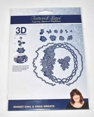 Tattered Lace Cutting Dies Set - RUSSET OVAL & SWAG WREATH #491563 - New
