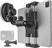 Tablet Holder for Car Windshield, Suction Cup Window Dashboard iPad Mount with 1/4'' Screw Adapter & Dash Sticky Pads for iPad Pro Air Mini, Galaxy Tabs, Cell Phones, 4-13" Devices/Gopro/AKASO/Camera
