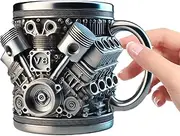 Stainless Coffee Mug,Insulated Mugs 300ml - Flask Leakproof Wide Mouth Water Bottle Engine Design for Gym Hiking Picnic Camping Outdoor Activities Travel
