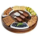 Lazy Susan Table Top Cheeseboard- Acacia Wood Rotating 13.5" no engraving