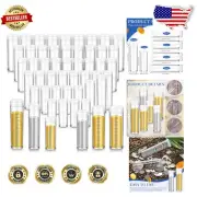 60 Assorted Plastic Coin Tubes for Optimal Coin Storage – 6 Sizes Included