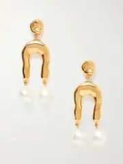 [AGMES] AGMES - Small Imogene Recycled Gold Vermeil Pearl Earrings - One size One size Gold