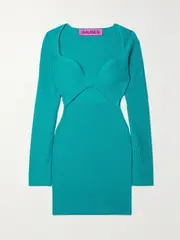 [GAUGE81] GAUGE81 - Otero Cutout Recycled Ribbed-knit Mini Dress - Turquoise - small small Blue