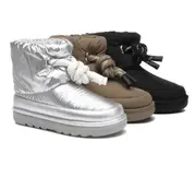 EVERAU® UGG Boots Women Sheepskin Wool Waterproof Adjustable Drawstring Ankle Delabra