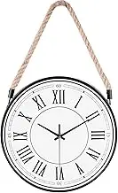 WOOPHEN Rope Hanging Wall Clock Battery Operated, Silent Non-Tick 12 Inch Roman Numerals Retro Rustic Country Luxury Art Vintage Lanyard Wall Clocks for Living Room/Kitchen/Bedroom/Office/Classroom