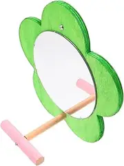Colored Wooden Bird Perch with Mirror Durable Stand for Parrots Parakeets Safe Natural Material for Exercise Playtime Cage Accessory for Engaging Birds