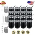 16-Pack 12oz Double Wall Insulated Wine Tumblers - Stylish Travel Mugs in Black