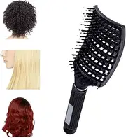 FlyNautics 2Pack Black Hair Brush,Detangling Boar Bristles Comb for Men and Women, Professional Curved Vented Brush for Drying for Wet Dry Curly Thick Straight Hair (large, count, 2)