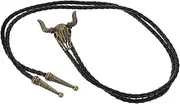 [LIFKOME] Chain Men's Bolo Tie Necktie Accessory Bull Skull Western Cowboy Jewelry